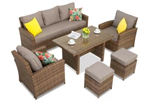 Mobilier de gradina din ratan Parma Apetito 5 maro cu pufe Garden Point