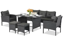 Set Technorattan cu poufuri Bari Garden Point antracit