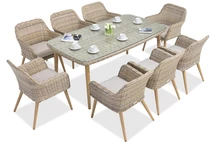 Set de sufragerie exclusiv din polirattan nisip Córdoba pentru 8 persoane Garden Point