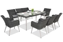Set de sufragerie exclusiv din polyrattan Cordoba antracit pentru 8 persoane Garden Point