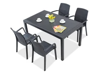 Un set de mobilier din polirattan Houston / Indiana antracit pentru 4 persoane