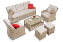 Set Toledo Coffee 5 din ratan techno cu puf Garden Point bej
