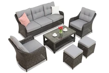 Set Toledo Coffee 5 tech rattan antracit cu pufe Garden Point