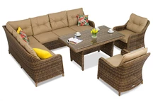 Set din poli ratan cu colț din bronz Toledo Comida 7 Garden Point