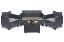 Set ratan Nebraska Coffee Box 4 antracit Bica cu cutie