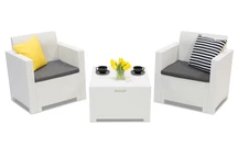 Set rattan Techn Nebraska Terrace Box 2 alb cu lada Bica / mobilier de grădină ieftin