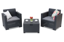Set rattan Techn Nebraska Terrace Box 2 antracit cu lada Bica