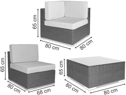 Set rattan tech Atlanta, gri