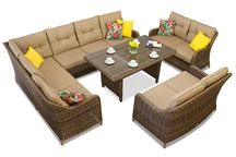 Un set de mobilier de gradina cu coltar Toledo Comida 9 din bronz Garden Point