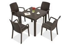 Un set de mobilier din poli ratan maro Dallas / Indiana pentru 4 persoane Bica