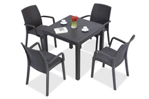 Un set de mobilier din polirattan Dallas / Indiana antracit pentru 4 persoane Bica
