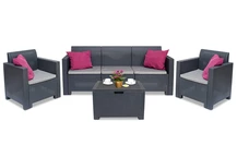 Un set de mobilier din polirattan cu o canapea 3 locuri Nebraska antracit Bica cu lada