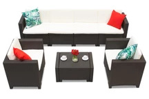 Un set din poli ratan cu o canapea extinsa Colorado Coffee 4 Max brown Bica