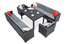 Un set techno rattan cu doua canapele mari Colorado Apetito Max 10 antracit Bica