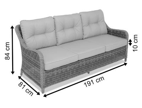 Canapea techno ratan cu trei locuri Toledo maro Garden Point