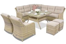 Mobilier de grădină Techn ratan Toledo Comida 7 Angular + 2 puf Garden Point Bej