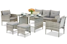 Mobilier de grădină cu pufuri Bari Garden Point gri deschis