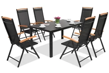 Mobilier de gradina din aluminiu polywood Verona Wood pentru 6 persoane Garden Point negru