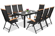 Mobilier de gradina din aluminiu polywood Verona Wood pentru 8 persoane Garden Point negru