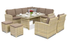 Mobilier de gradina din ratan Bristol Comida 7 + 2 puf Garden Point bej