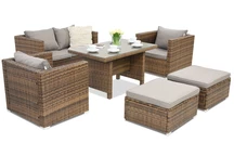 Mobilier de gradina din ratan Roma Apetito 4 + 2 puf Garden Point maro