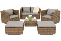 Mobilier de gradina din ratan Roma Coffee 4 + 2 puf Garden Point maro