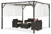 Pergolă metalică pentru terasă Santorini 3 x 3 m maro și alb Garden Point