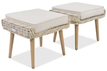 Pouf din poli ratan pentru terasa Bilbao Garden Point, nisip - 2 bucati