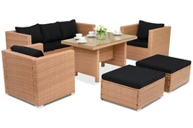 Mobilier de gradina din ratan Roma Apetito 5 + 2 pufe cappuccino Garden Point