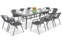 Mobilier de gradina metalic Modena / Bergamo pentru 10 persoane cu o masa mare Garden Point antracit