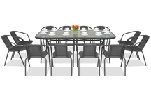 Mobilier de gradina metalic Modena / Bergamo pentru 12 persoane cu o masa mare Garden Point antracit