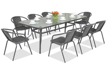 Mobilier de gradina metalic Modena / Bergamo pentru 8 persoane cu masa de sufragerie antracit Garden Point