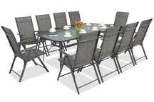 Mobilier de gradina metalic Modena / Rosario pentru 10 persoane cu masa mare 200 cm Garden Point antracit