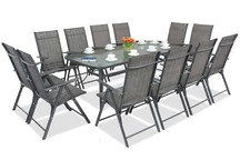 Mobilier de gradina metalic Modena / Rosario pentru 12 persoane cu o masa mare 200 cm Garden Point antracit