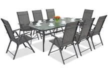 Mobilier de gradina metalic Modena / Rosario pentru 8 persoane cu masa mare 200 cm Garden Point antracit