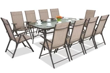 Mobilier de sufragerie din oțel Modena / Rosario pentru 10 persoane cu masă Garden Point maro de 200 cm