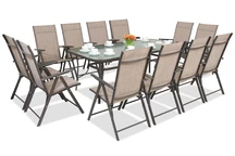 Mobilier de sufragerie din oțel Modena / Rosario pentru 12 persoane cu masă Garden Point maro de 200 cm