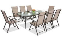 Mobilier de sufragerie din oțel Modena / Rosario pentru 8 persoane cu masă Garden Point maro de 200 cm