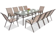 Mobilier de sufragerie din oțel Modena pentru 10 persoane cu masă Garden Point maro