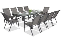 Mobilier metalic pentru gradina Modena pentru 10 persoane cu o masa gri Garden Point gri
