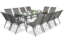 Mobilier metalic pentru gradina Modena pentru 12 persoane cu o masa gri Garden Point gri