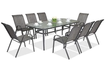 Mobilier metalic pentru gradina Modena pentru 8 persoane cu o masa gri Garden Point gri