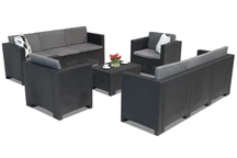 Un set de mobilier techn rattan Nebraska Coffee 8 antracit Bica