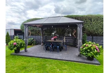 Pavilion Milos 3 x 4 m cu perdele Garden Point gri