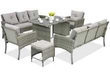 Mobilier de gradina din polyrattan cu puf Bari Apetito 8 Garden Point gri deschis