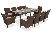 Mobilier de gradina din ratan Milan / Grenada 10 cu o masa mare Garden Point maro
