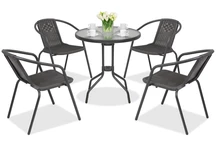 Mobilier de gradina metalic Modena / Bergamo pentru 4 persoane cu o masuta Garden Point antracit