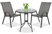 Mobilier metalic pentru gradina Modena pentru 2 persoane cu o masuta Garden Point gri