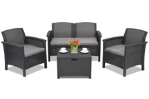 Set Venezia Coffee Box 4 tech rattan antracit Bica cu cutie