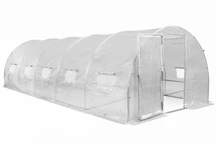 Tunel din folie cu cadru metalic 3x8m Garden Point alb cu usa
